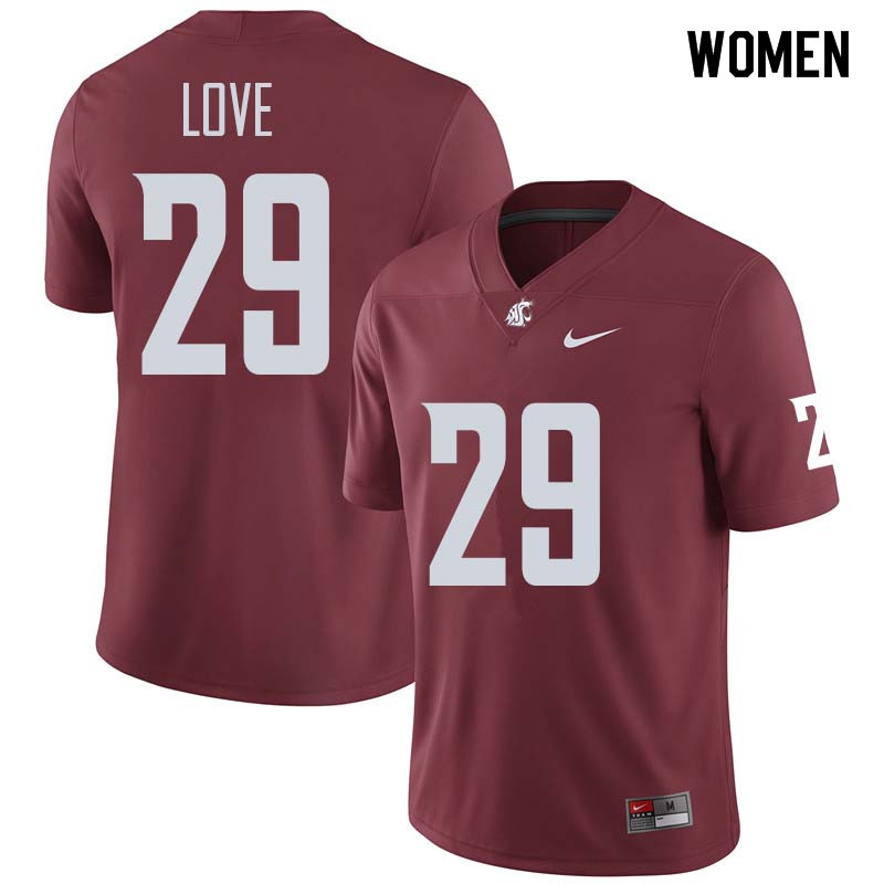 Women #29 Isaiah Love Washington State Cougars College Football Jerseys Sale-Crimson
